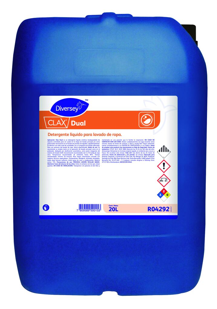CLAX DUAL 20L - DETERGENTE LÍQUIDO PARA LAVADO DE ROPA